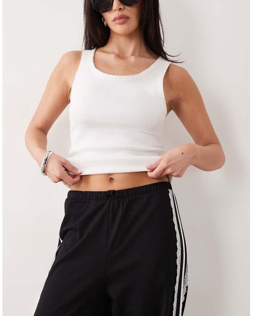 ASOS Black Wide Leg joggers With Lace Details