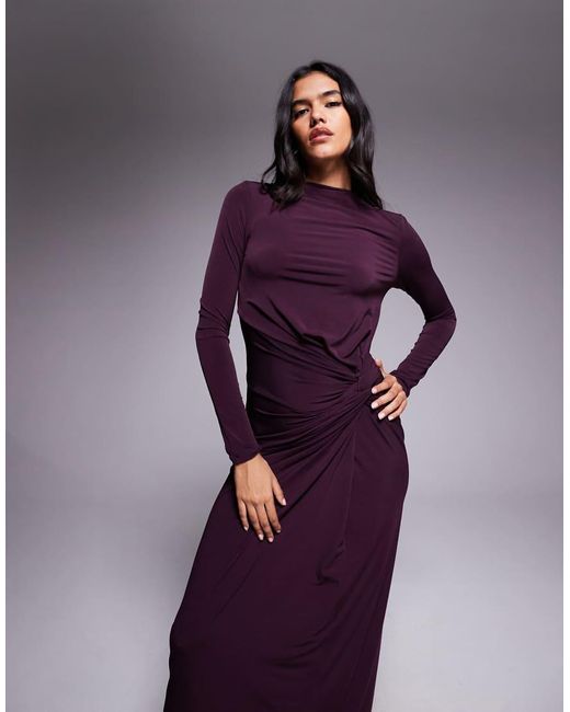 DASKA Purple Exclusive High Neck Maxi Dress