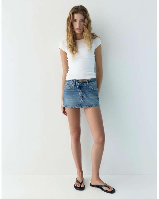 Pull&Bear Blue Denim Crossover Skort