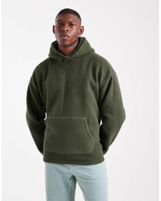 Levi's – teddy-kapuzenpullover in Green für Herren