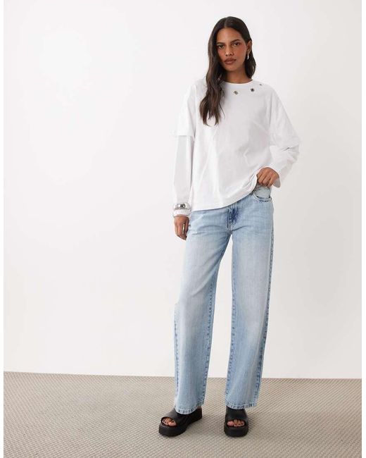ASOS White Double Layer T-shirt With Eyelet Details