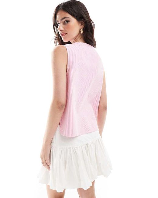 ASOS Pink Denim Tie Front Gilet