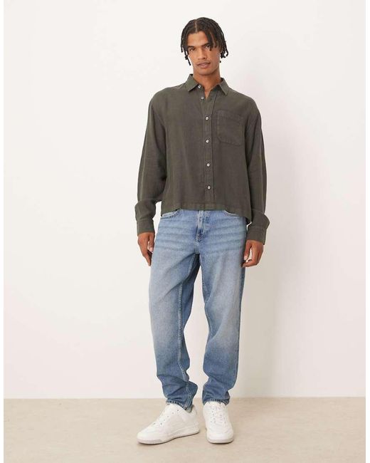 Abercrombie & Fitch Overhemd Van 100% Linnen Met Lange Mouwen in het Gray voor heren