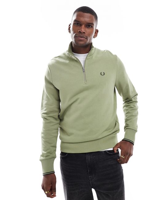 Sweat à col zippé Fred Perry pour homme en coloris Green