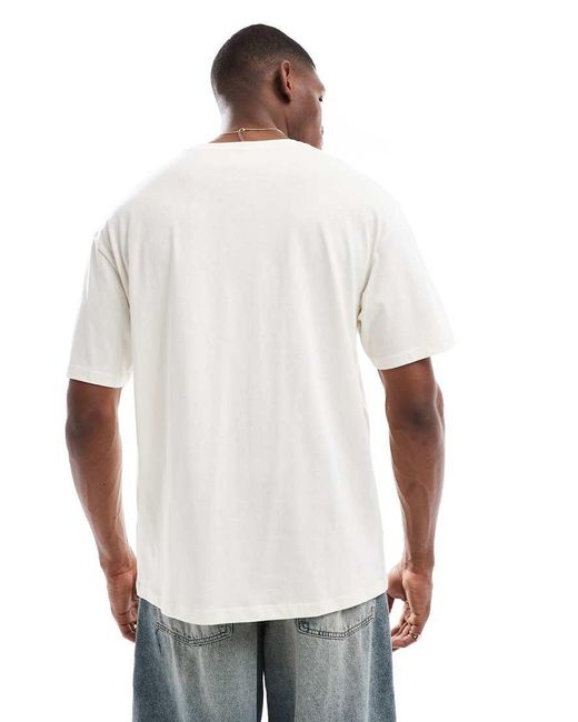 T-Shirt Oversize Color Panna Con Stampa Di Los Angeles di Jack & Jones in White da Uomo