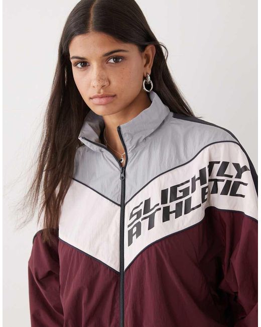 Monki Red Track Jacket With Print