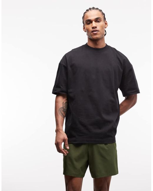 4505 Black Heavyweight Cotton Oversized T-Shirt With Back Graphic And Quick Dry Finish for men