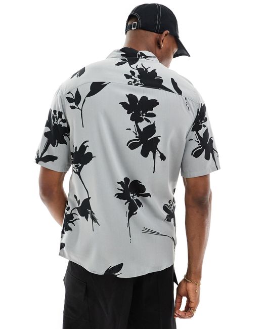 Camisa gris holgada con estampado floral Only & Sons de hombre de color Gray