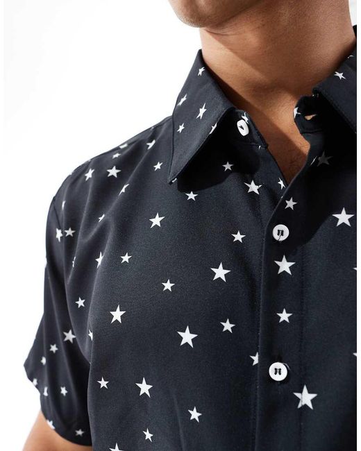 OOSC Blue Shining Star Short Sleeve Shirt for men