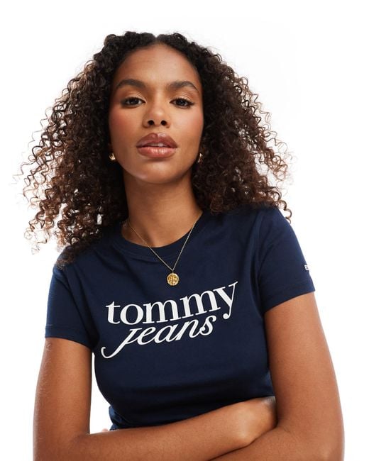 Tommy Hilfiger Blue Retro Script Baby T-shirt