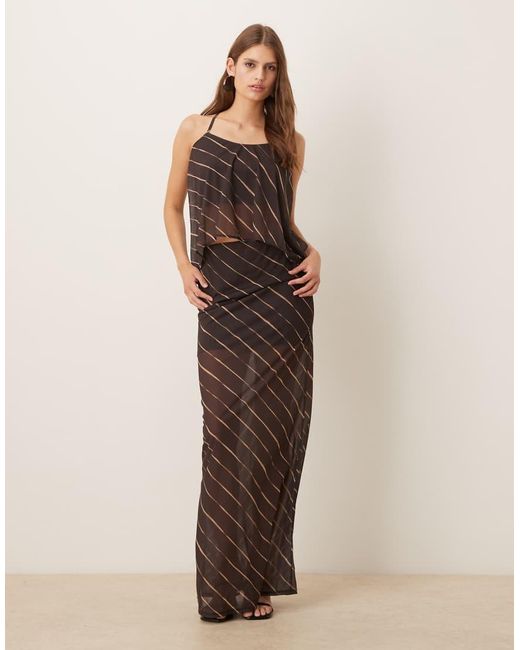 ASOS Brown Co-Ord Sheer Mesh Tie Back Halter Neck Cami Top