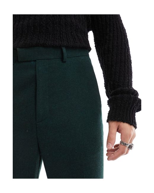 ASOS Black Smart High Waist Flared Wool Mix Trousers for men
