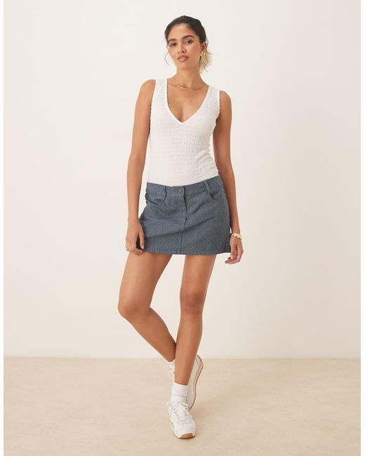 agon® White V Neck Ribbed Bodysuit
