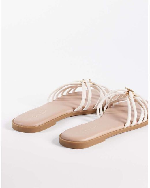 New Look Multistrap Metal Detail Flat Sandal in White | Lyst UK