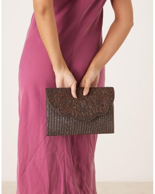 True Decadence Pink Beaded Clutch Bag