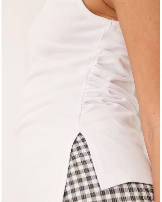 ASOS White Cinched Vest With Asymmetric Hem