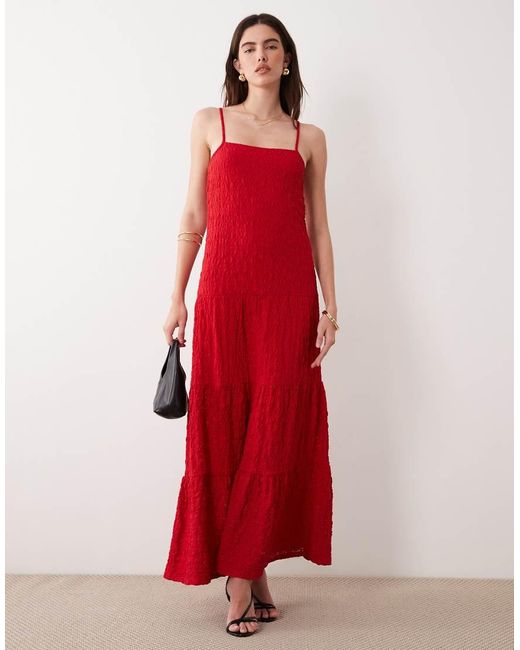 ASOS Red Lace Trapeze Maxi Dress