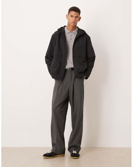 Calvin Klein Black Ripstop Oversized Windbreaker Jacket With Hood for men