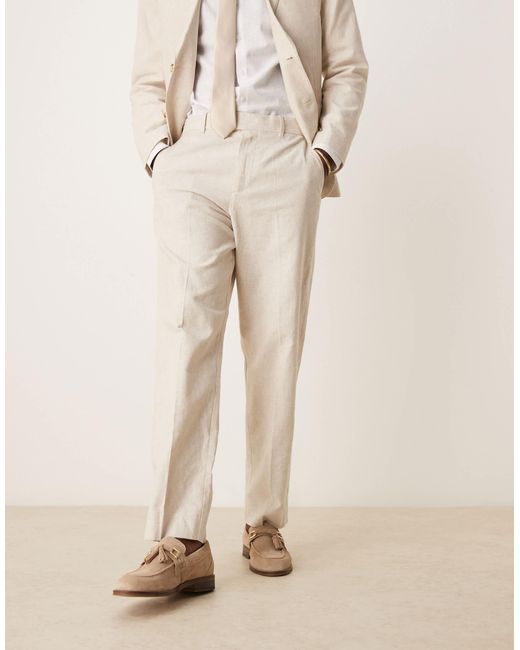 Abercrombie & Fitch Natural Classic Linen Suit Trouser Co-ord for men