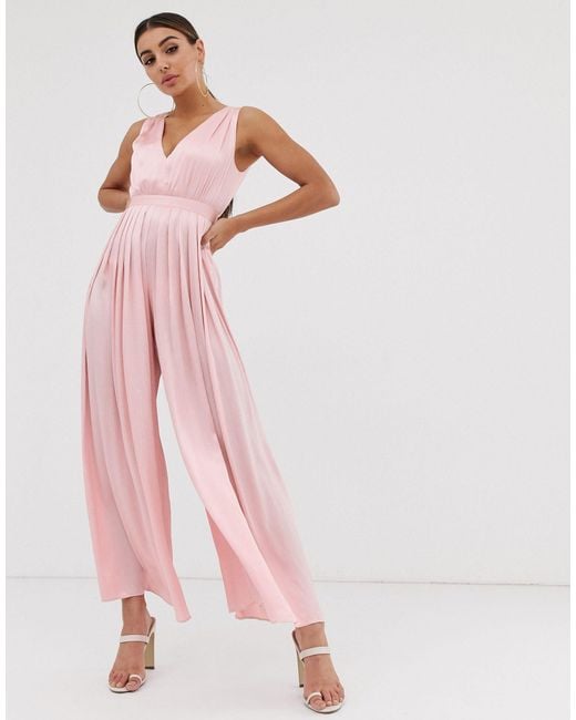 satin jumpsuit pink