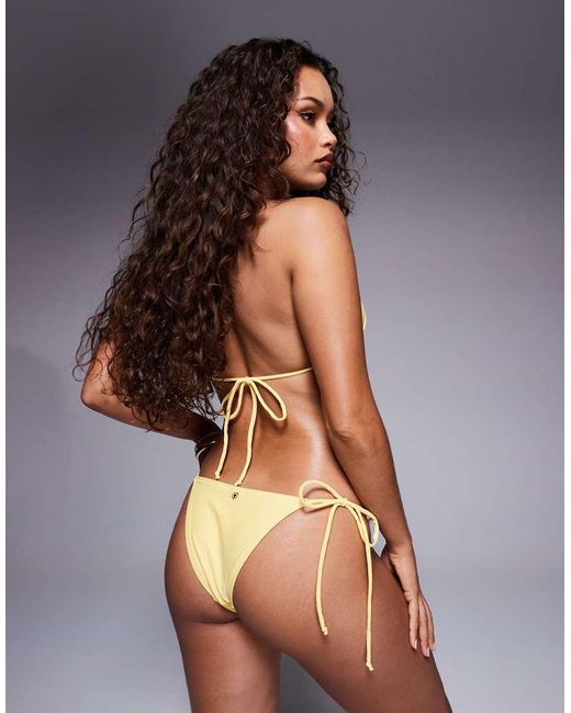Slip Bikini Gialli Con Perline E Allacciatura Laterale di Candypants in Black