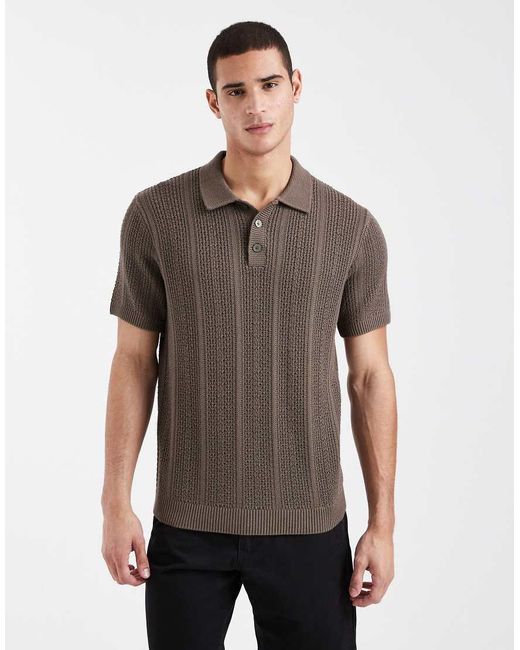 Jack & Jones Gray Premium Heavy Knit Polo for men