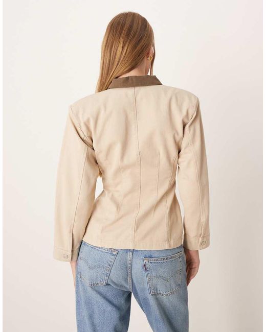 ASOS Natural Denim Cinched Barn Jacket
