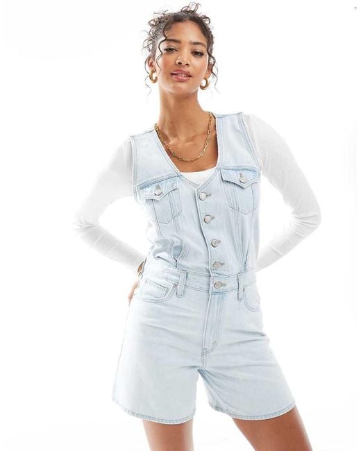 Levi's White Vest Denim Playsuit