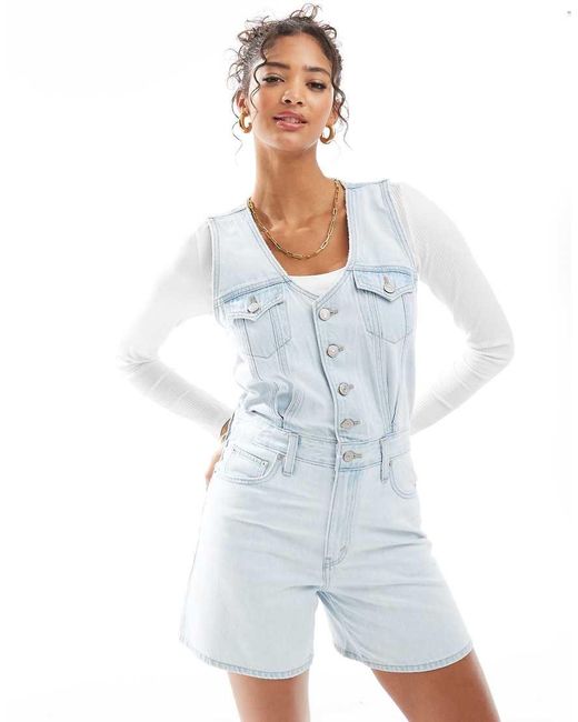 Levi's Denim Playsuit in het White