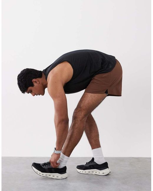 4505 Blue 2-in-1 Quick Dry 5" Woven Running Shorts With Zip Pockets for men