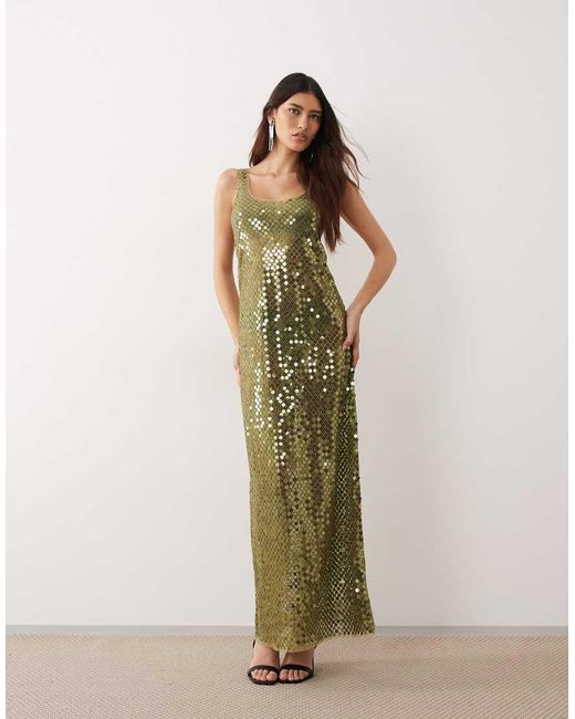 ARRANGE Multicolor Sheer Disc Sequin Maxi Vest Dress