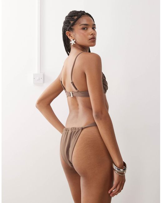 Miss Selfridge Natural Mix And Match High Leg Bikini Bottom