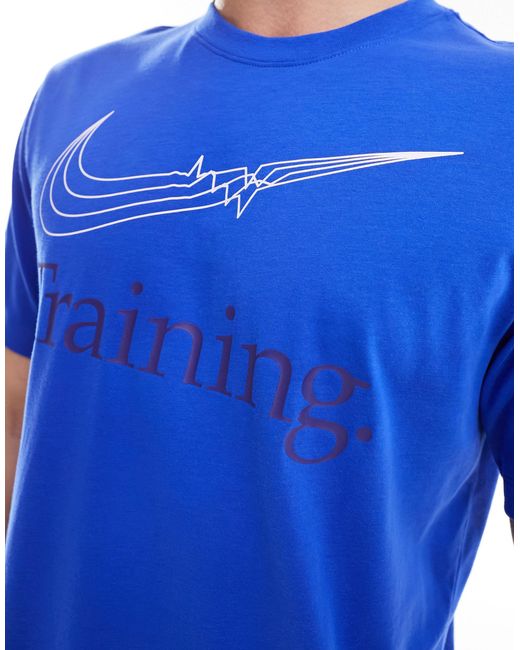 Dri-fit - t-shirt reale con stampa grafica con logo di Nike in Blue da Uomo