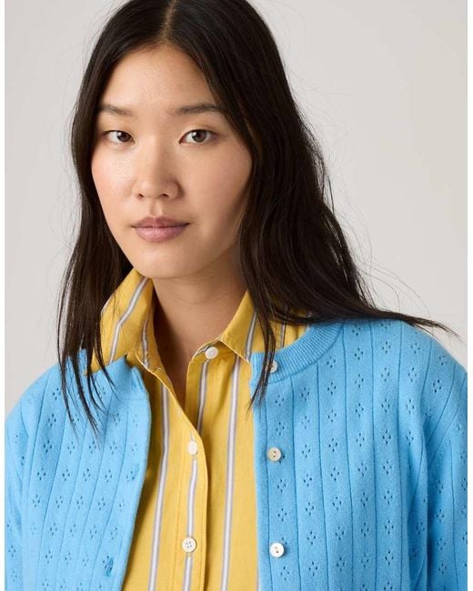 Levi's Blue Supersoft Pointelle Crewneck Cardigan