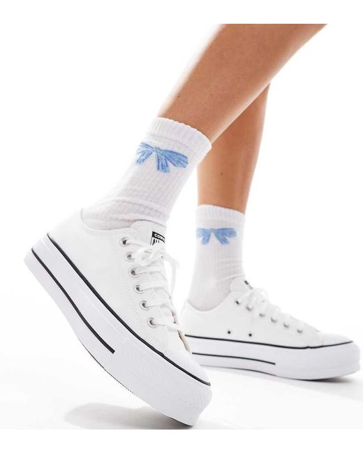 Converse White Chuck Taylor All Star Lift Ox Wide Fit Trainers