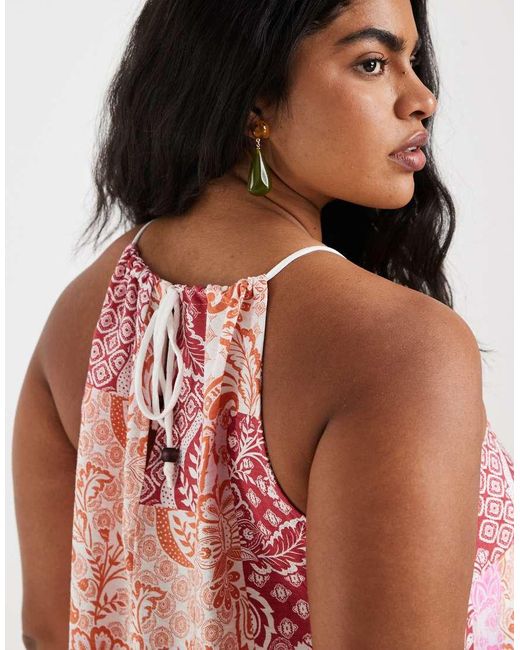 Vero Moda Pink High Neck Trapeze Midi Dress