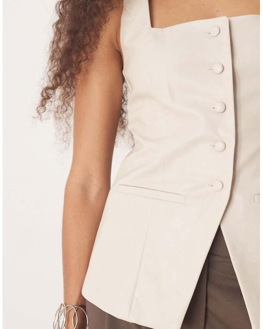 Pretty Lavish Natural Leather Look Longline Waistcoat