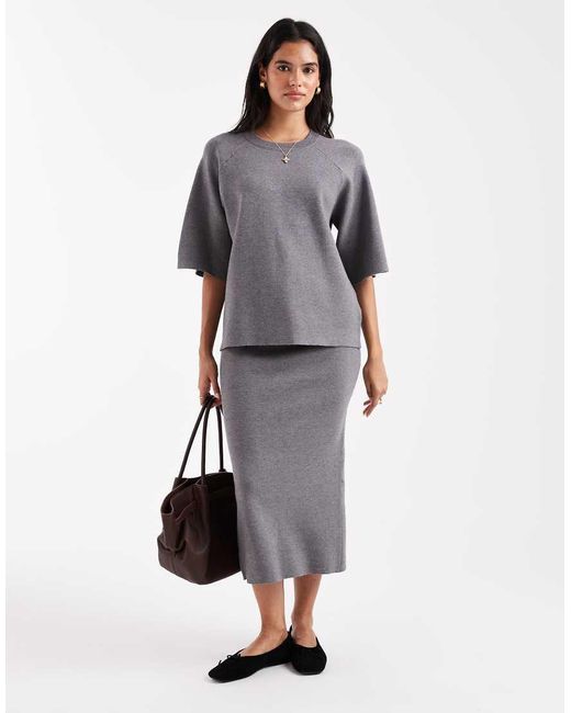 Object Gray Structured Short Sleeve Knitted Jumper Co-ord