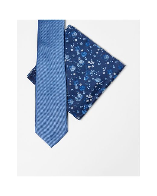 Corbata estrecha con pañuelo ASOS de hombre de color Blue