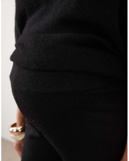 ASOS Black Asos Design Maternity Wide Leg Trouser With Wool Co-ord