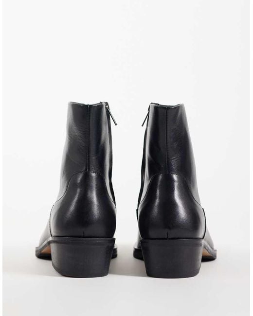 ASOS Black Zip Up Boots With Cuban Heel for men