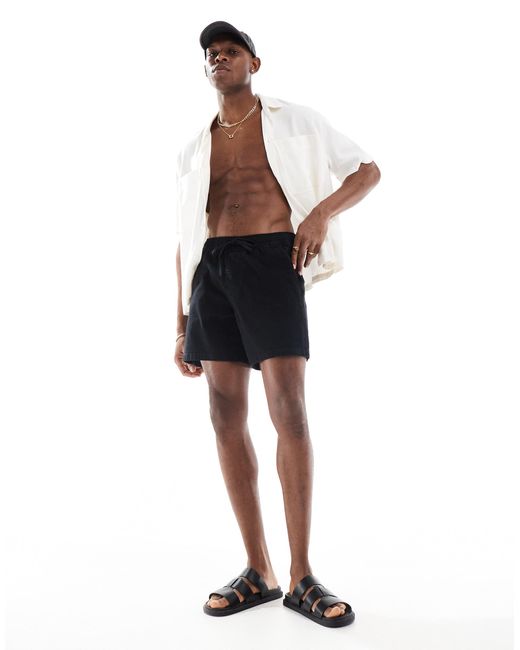 Hollister – shorts aus strukturiertem leinen in Black für Herren