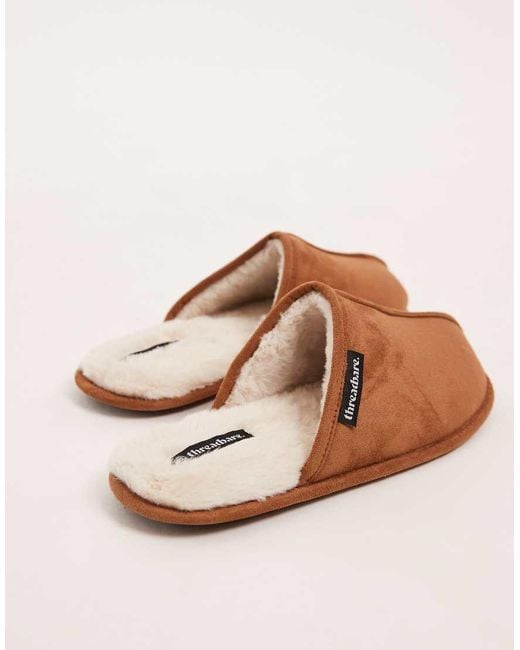 Threadbare Brown Slip On Slippers for men