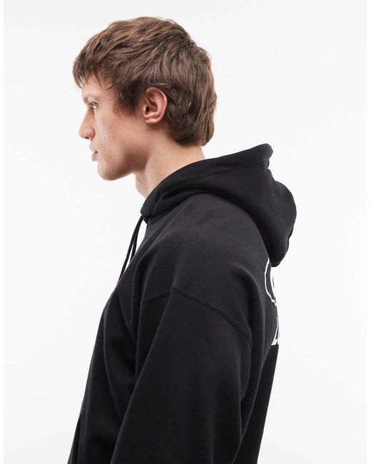 Obey Black Oval Cities Hoodie With Back Print for men