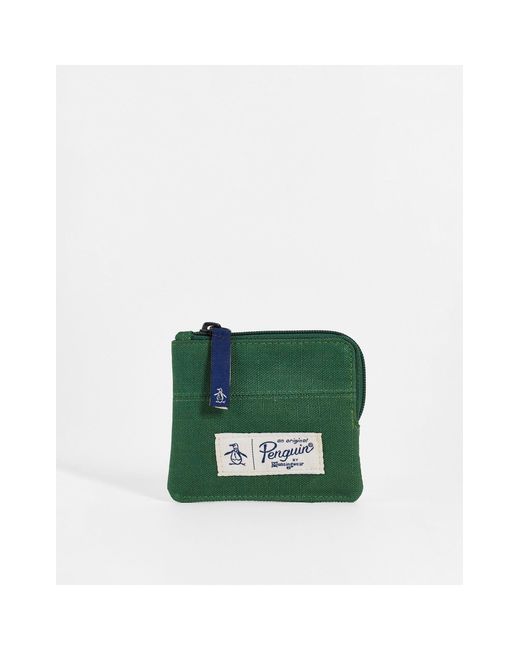 Portefeuille porte-cartes zippé en tissu indéchirable à logo - kaki Original Penguin pour homme en coloris Green