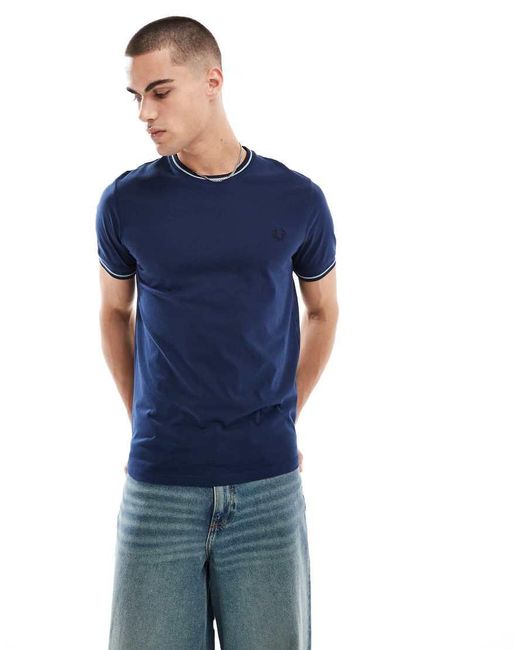 Fred Perry Blue Twin Tipped T-shirt for men