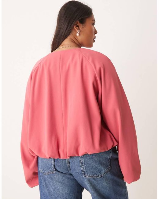 ASOS Curve Tailored Bubble Hem Jacket With Button Detail