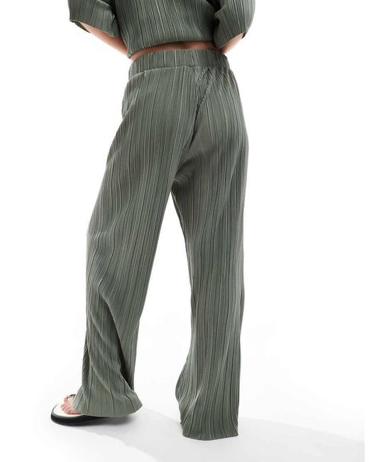 ONLY Green Plisse Wide Leg Trousers Co-Ord
