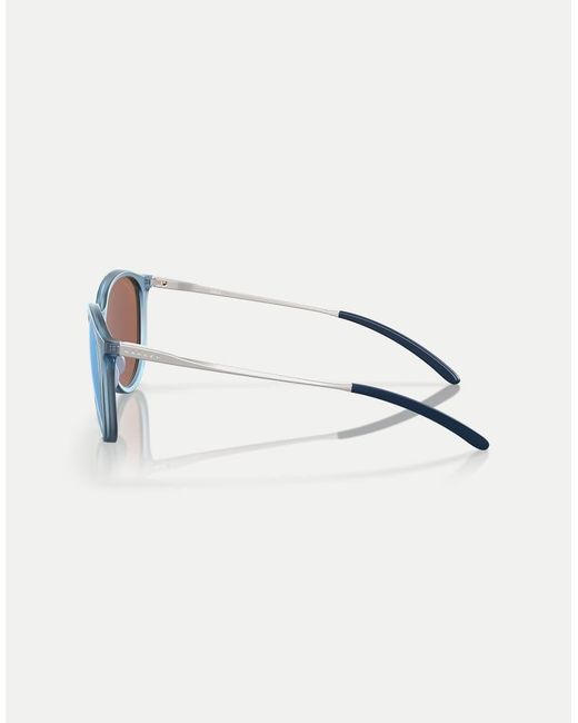 Oakley Blue Sielo Round Polarised Sunglasses With Mirrored Lens