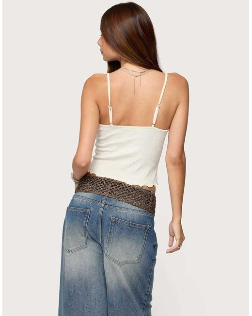 Edikted Blue Misty Lacey Textured Tank Top